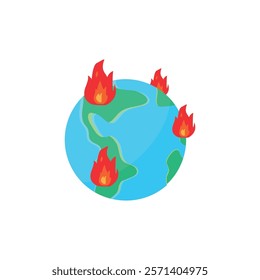 design vector earth burns, global warming, forest fires.