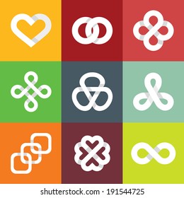 Design vector design elements- infinity lines and symbols - white ribbons and icons - logo design template