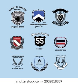 Diseño de colección de emblemas vectoriales para camisetas de impresión y bordado