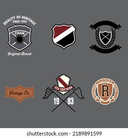Design vector emblem collection set for embroidery etc.