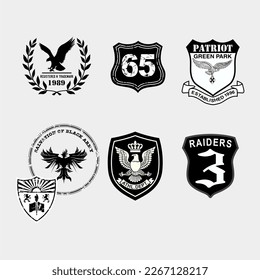 Diseñar conjunto de colección de emblemas vectoriales para bordados, etc.