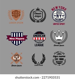 Design vector emblem collection set for embroidery etc.