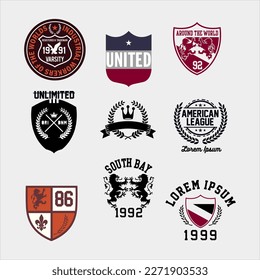 Design vector emblem collection set for embroidery etc.