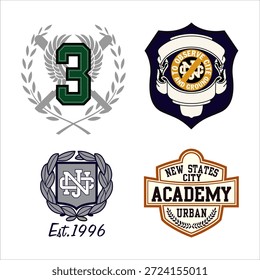 conjunto de coleção de emblema de vetor de design para bordados etc.