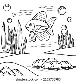 Página de diseño de acuario de peces para niños