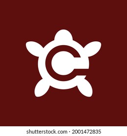 Design Vector Flat Minimalist Initial Letter C Turtle