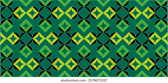 Design vector geometric pattern green and yellow . Ethnic graphic design. Background and wallpaper in ethnic style