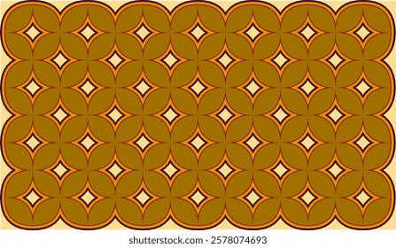 Design vector geometric pattern in vibrant dark brown. Ethnic graphic design. Background and wallpaper in ethnic style. Seamlees pattern with geometric flower