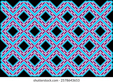 Design vector geometric pattern in vibrant pink and blue. Ethnic graphic design. Background and wallpaper in ethnic style. Vintage background