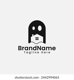 Design vector GhostHouse logo icon design suitable for haunted house businesses