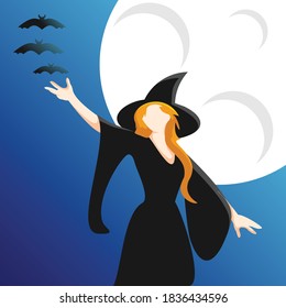 Design Vector Girl Witch Halloween Pumpkin