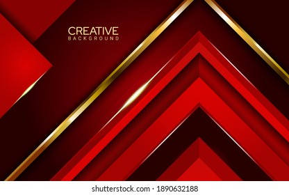 Design Vector graphic of Modern Abstract Red Geometric Background With Gold Line. Perfect for Television, Website, Poster, Event, Brochure, Banner, Business, Retail, Selling, etc
