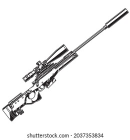 design vector gun awm black and white
