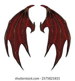 design vector, hand drawn Illustration of a pair of devil wings