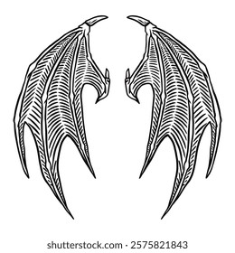 design vector, hand drawn Illustration of a pair of devil wings tattoo