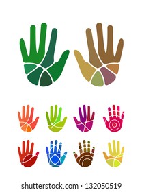 Design vector hand logo element. Colorful abstract pattern, icon set.