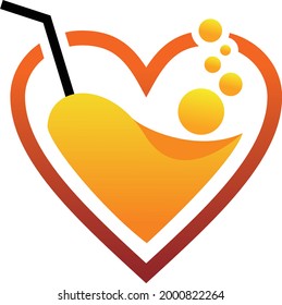 Design vector healthy heart with orange juice