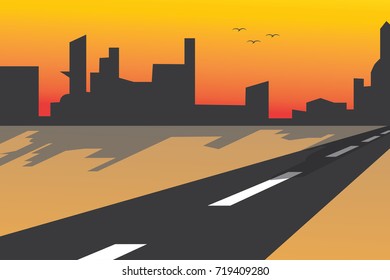 design vector highway on the edge of the city