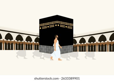 design vector of the Holy Al Kaaba in Mecca where's Muslim come to do worship 