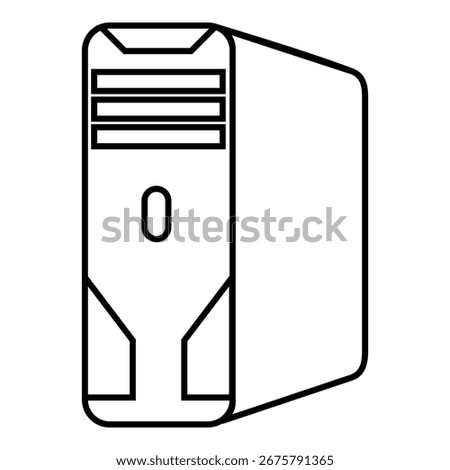 Design vector icon of a desktop computer tower case, suitable for technology and hardware illustrations.