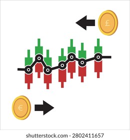 Design vector icon element poundsterling to euro invest 