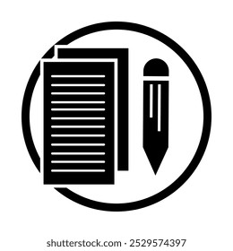 Design Vector Icon Illustration Pencil and Document