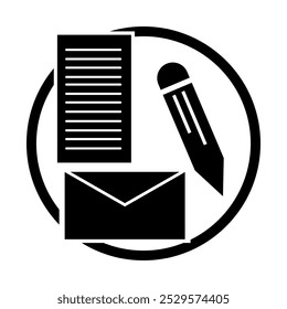 Design Vector Icon Illustration Pencil and Document