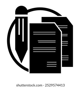 Design Vector Icon Illustration Pencil and Document