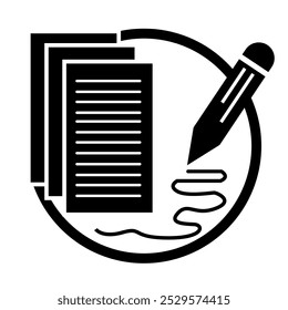 Diseño Vector Icono Ilustración Lápiz y Documento