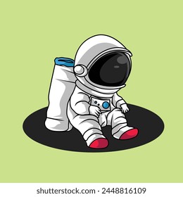 design vector icon illustration with the theme cute of astronauts posing and playing