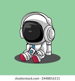 design vector icon illustration with the theme cute of astronauts posing and playing