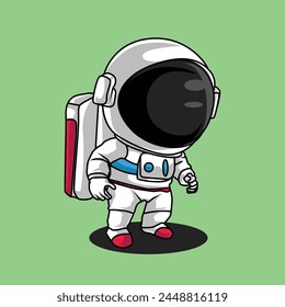 design vector icon illustration with the theme cute of astronauts posing and playing