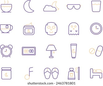 Design Vector Icon line dual tone color theme Night And Sleep For Rest