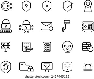Design Vector Icon Line Security Pack