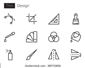 Design Vector icons set Thin line outline