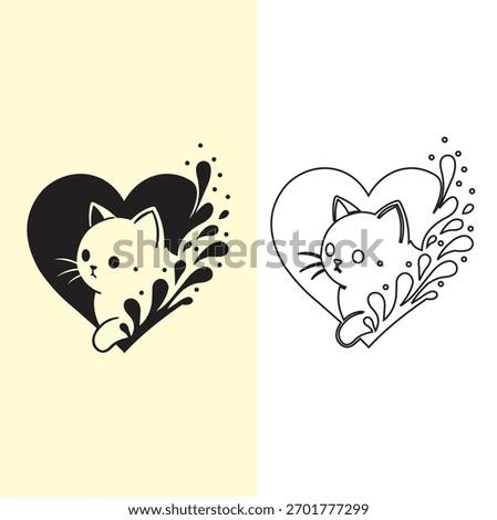 Design vector illustration of a beautiful, simple and cool animated cat costume, very suitable to be used as a painting or poster for certain activities.