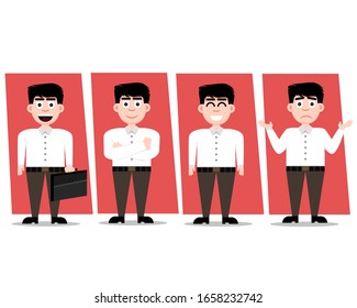 Design vector illustration of a business man character set