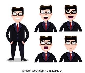 Design vector illustration of a business man character set