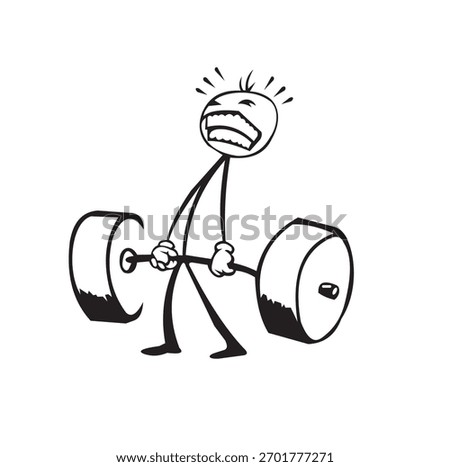 Design vector illustration of a cute and cool animated weightlifting costume, very suitable to be used as a painting or poster for children's learning activities.