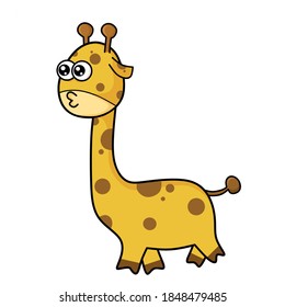design vector illustration of a cute giraffe logo with a long neck