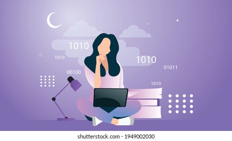Design-Vektorgrafik von Büroarbeiten auf einem Laptop
