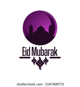 Design vector illustration of eid mubarak on white background.