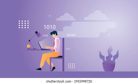 design vector illustration of focus on working at the office desk