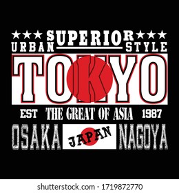 Design vector illustration THE GREAT OS ASIA TOKYO T stock vector , vector illustration, vector typography