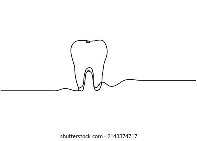 design vector illustration hand drawn single continuous line teeth