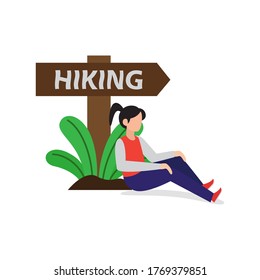Design vector illustration of a hiking activity concept.