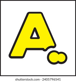 design vector illustration of letter a and two circles in yellow color. Suitable for posters, banners, logos, icons, websites, t-shirt designs, stickers, concepts, advertisements.