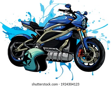 design vector illustration of Motorbike with helme