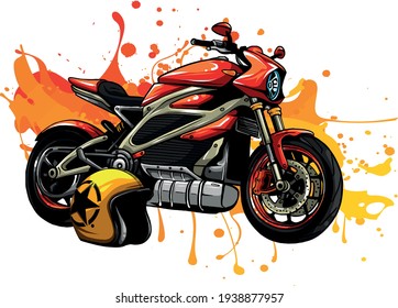 design vector illustration of Motorbike with helme