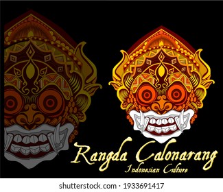 ilustración vectorial de diseño de la criatura mitológica "Rangda Calonarang" de la leyenda de la isla de Bali en Indonesia